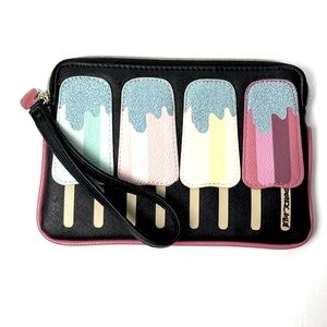 Betsey Johnson Black Multi Color Popsicle’s Padded Wristlet